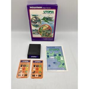Utopia (Intellivision, 1981) Cart & Box Complete With Overlays